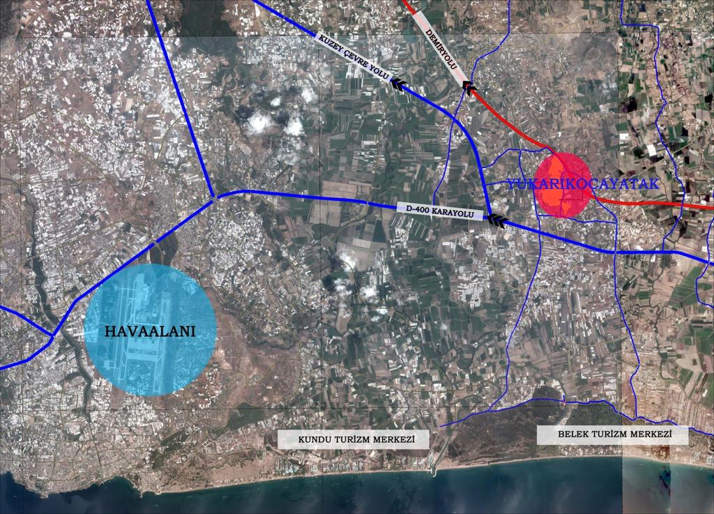 Planlama alanı Antalya-Alanya D400 Karayoluna ve projesi tamamlanan Kuzey Çevre yoluna ortalama 3km uzaklıktadır (Şekil 1).