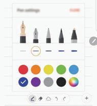 Uygulamalar El yazısı modunda not oluşturma Not oluşturucu ekranında, S Pen ile yazı yazmak veya çizim yapmak için Kalem üzerine dokunun.