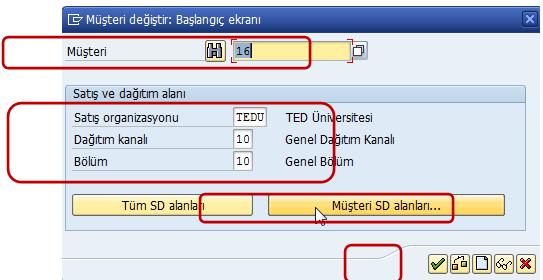 Müşteri alanına müşteri numarası girilir.