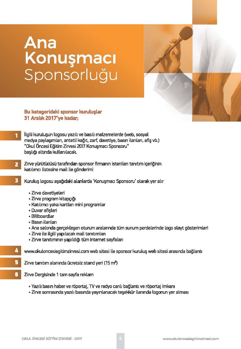 Bu kategoridaki sponsor kuruluşlar 31 Aralık 2011 ye kadar; ilgili kuruluşun logosu yazılı ve basılı malzemelerde (web, sosyal medya paylaşımları, antetti ka~ıt, zarf, davetiye, basın ilanlan, afiş