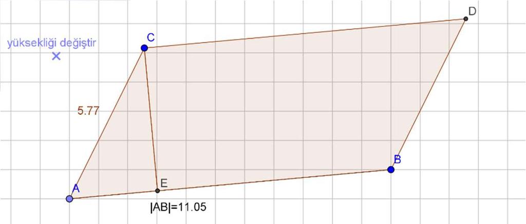 Bu paralelkenarın alanının kaç birim kare olduğunu merak ediyoruz. Nasıl hesaplarsınız? Paralelkenarı B ve C noktaları ile farklı konumlara ve büyüklüklere getirebilirsiniz.