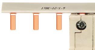 34 MONOFAZE ERKEK İZOLELİ BARALAR Sipariş Kodu Modül Bakır Kalınlığı Ağırlığı 1 TBE - 12 / 1,5 12 Otomat için 1,5 mm 60 ~3.0 Kg 1 TBE - 18 / 1,5 18 Otomat için 1,5 mm 30 ~2.
