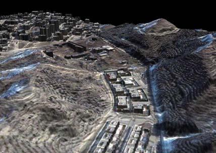 IKONOS görüntüleri üzerinden sayısallaştırılarak kentin üç boyutlu vektör verisi oluşturulmuştur.