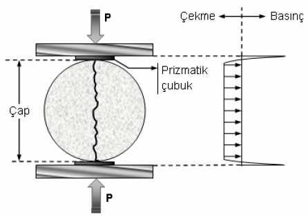 3 Yarmada Çekme Dayanımı Tayini Silindir yarma deneyi numunelerinin belirli yaşlardaki dayanımları TS EN 12390-6 ya uygun olarak yapılmıştır.