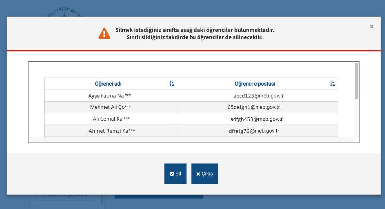 Bu sayfa okulda kurulu bulunan bir sınıfın ve dolayısı ile içindeki tüm öğrencilerin DynEd sisteminden silinmesi için kullanılan sayfadır.