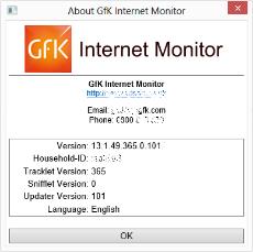 GfK Internet Monitör Versiyon Bilgilerini Görüntüleme Windows Başlat menüsünde GfK Internet