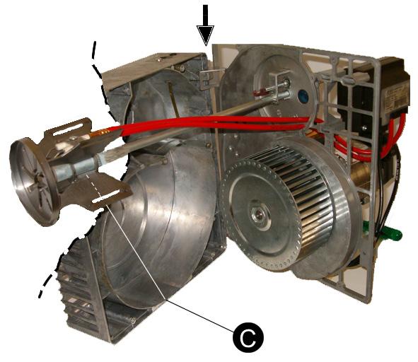 变压器和电磁阀是通过连接器连接的然而光电阻是插入式连接 1) 松开螺栓 A 进入燃烧器的内部 2)