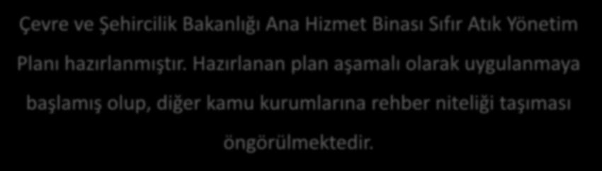 Bakanlığımızdaki Sıfır Atık Uygulaması Çevre ve Şehircilik Bakanlığı Ana Hizmet Binası Sıfır Atık Yönetim Planı