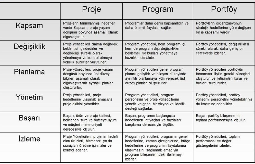 yönetimi kolaylaştırmak amacıyla proje, programlar