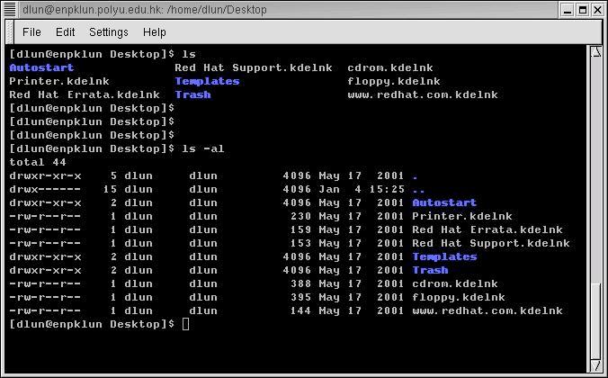 LINUX Dosya Sistemleri Mavi renkli isimler klasörleri belirtir ve satır başındaki d harfi ile gösterilir.