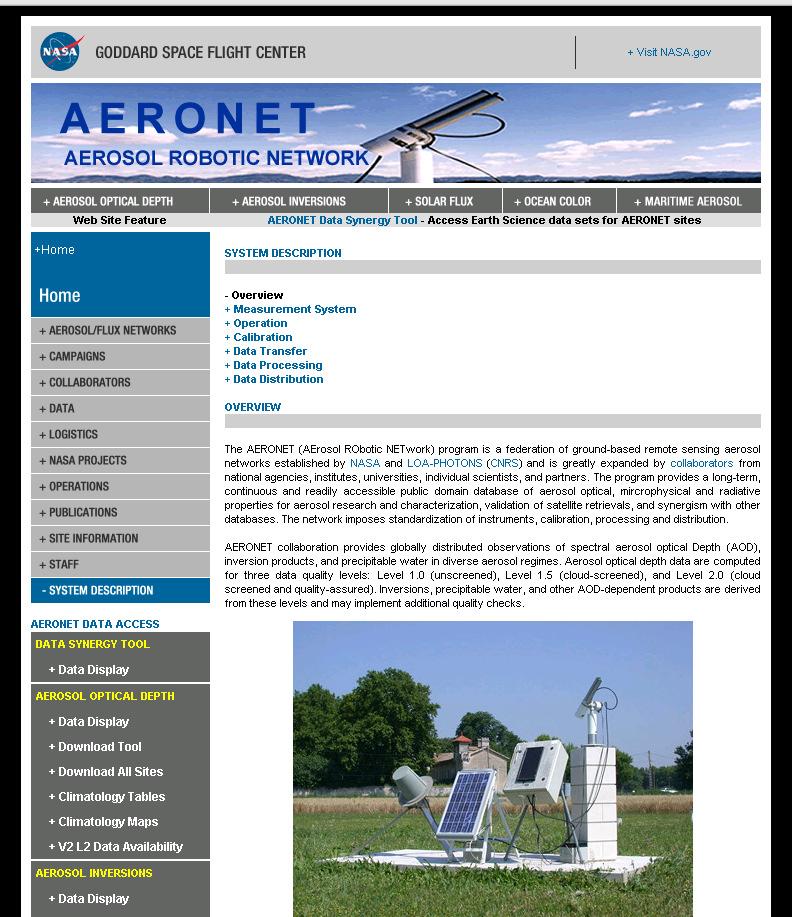 gov/ The AERONET (AErosol RObotic NETwork)