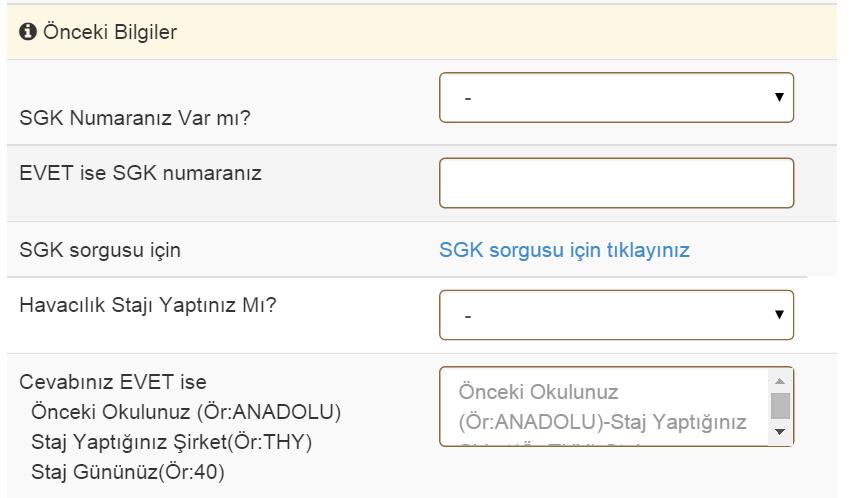 6.3. Önceki Bilgiler Öğrencilerin SGK işlemleri öğrenim gördükleri Fakülte veya Yüksekokullar tarafından yapılmaktadır.