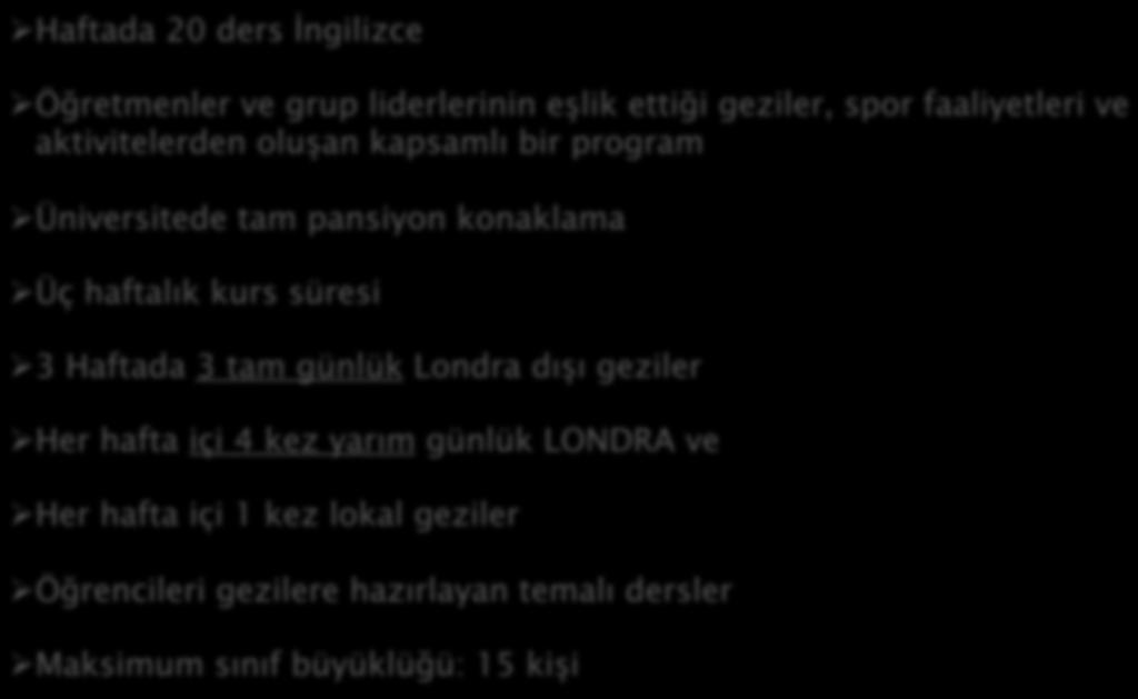 faaliyetleri ve aktivitelerden oluşan kapsamlı bir program!