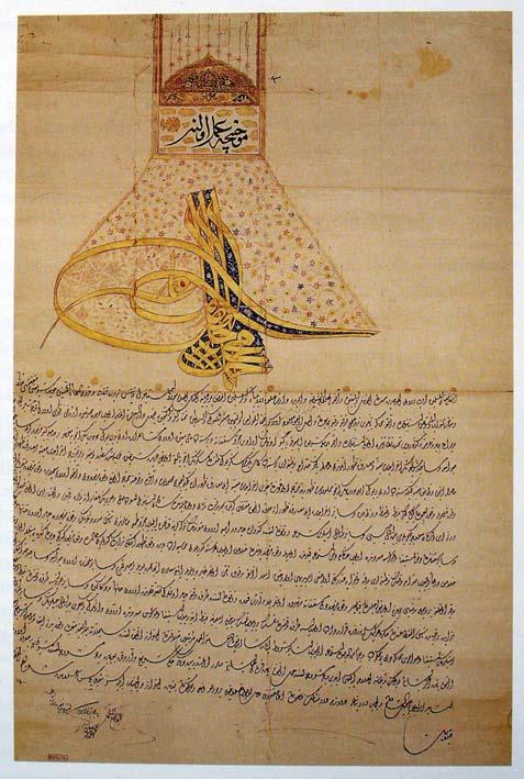 23 Resim 15. Sultan III. Ahmed in kendi eliyle yazdığı ferman Kaynak: Acar, 1999: 173 1.2.1.2. Beratlar Arapça berat sözcüğü, yazılı kağıt, mektup anlamındadır.
