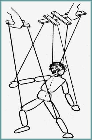 1.2.3. İpli Kukla (Marionette) İpli kukla en çok hareket etme özelliğine sahip olan kukladır. İpli kuklada en önemli bölüm, hareket ettirilecek organların ip ile bağlantısının doğru kurulmasıdır.