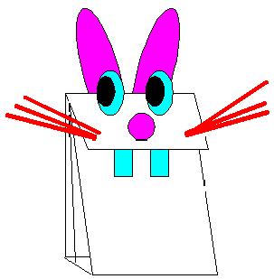 Resim 53: Kese kâğıdı kuklada tavşan modeli İpli Kukla Kullanılacak araç gereç: Tahta, küçük vidalar, karton, kumaş parçaları, ip, yapıştırıcı, kontrol çubuğu 2 adet, 1 adet