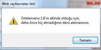 Öğrencinin GABNO su 1.80 ve üzerinde (GABNO 1.80) ise, öğrenci öncelikle alt yarıyıldan almamış olduğu dersleri almalıdır.