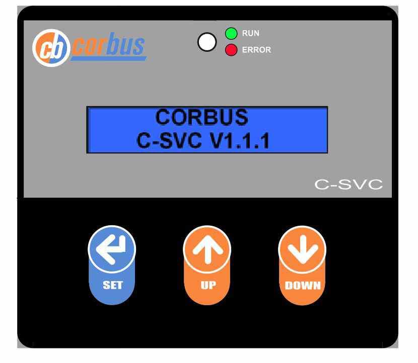 Corbus C-SVC Endüktif Yük Sürücü Cihaz Tanıtımı Menü Ekranı: Devreye Alma Tüm bağlantı kontroller doğrulandıktan sonra cihazınızın 3 faz 380 Volt giriş enerjisini veriniz.