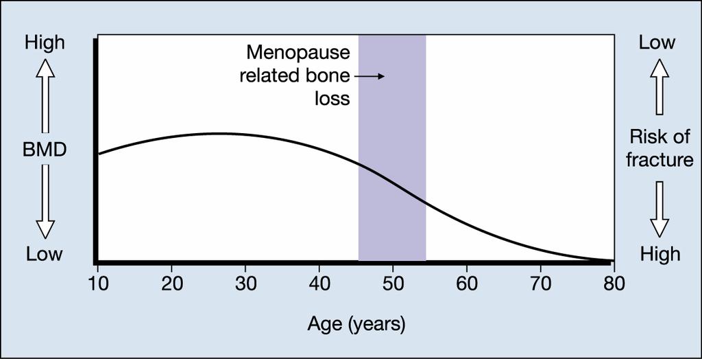 Variation of BMD by age in