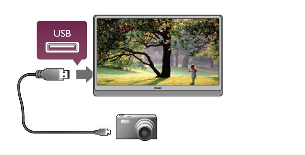 Foto!raf makinesi Dijital foto!raf makinenizdeki foto!rafları görüntülemek için foto!raf makinesini do!rudan TV'ye ba!layabilirsiniz. Ba!lantı için TV'nin sol tarafındaki USB ba!lantısını kullanın.