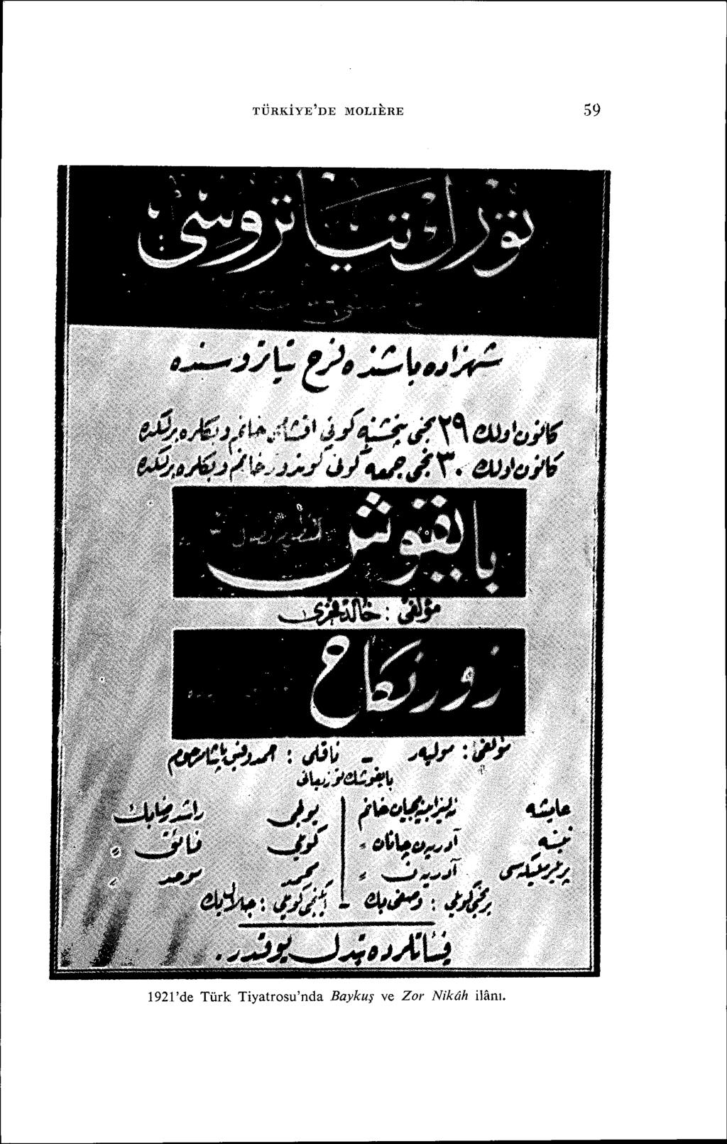 TÜRKİYE'nE MOLIERE 59 ı92ı'de Türk