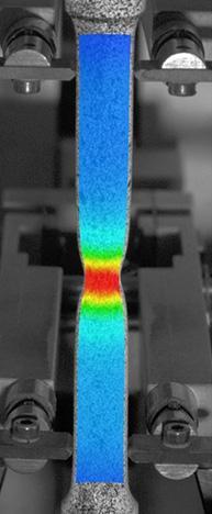 Malzeme Testleri için Gerilme Ölçümü Test boyunca elde edilen görüntülerden tüm yüzey ölçüm verileri değerlendirme 3D kontür, yer değiştirme ve gerilme sonuçları Örneğin, dijital görüntü korelasyonu