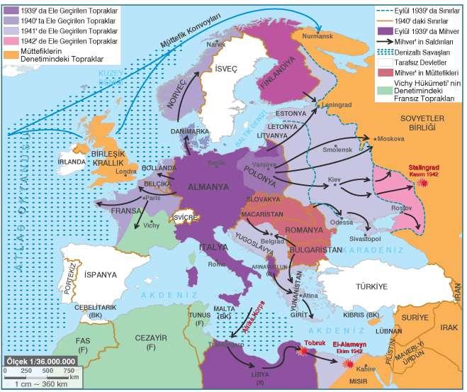 2.ÜNİTE: II. DÜNYA SAVAŞI DERS NOTU KONU ÖZETİ http://www.tarihsinifi.com ~ 10 ~ İtalya yı Kuzey Afrika dan atan Müttefikler Avrupa ya yöneldi. Saldırı için en uygun yer İtalya idi.