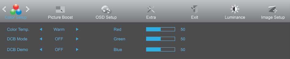 Color Setup (Renk Ayarı) 1. Menüyü görüntülemek için MENU (MENÜ) öğesine basın. 2. (Color Setup (Renk Ayarı)) öğesini seçmek için veya düğmesine basın ve girmek için MENU (MENÜ)'ye basın. 3.
