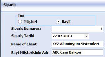 bmp format nda olmal d r. Balkon sistemi bilgilerini girmek için Teklif & Çizim butonuna t klay n. Sipariş ekran aç lacakt r.