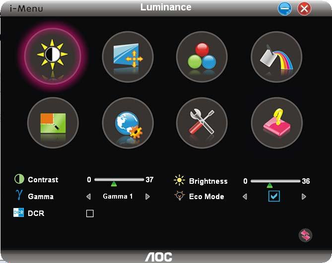 i-menu AOC nin i-menu yazılımını kullanmaya hoş geldiniz. i-menu, monitörün üzerindeki tuşlardansa (OSD) menü tuşları kullanarak görüntü ayarlarını ayarlamanızı kolaylaştırır.