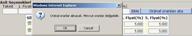 Şekil 10 Mevcut özel ödeme şekline ait vadelerin üzerinde büyük değişiklikler yapılmış ve orginal ödeme şekline ait oranların yeniden