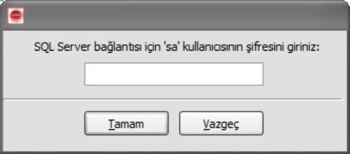 Bu işlem sonrasında daha öncesinde kurulmuş olan Microsoft Sql Server da oluşturulmuş olan Sa