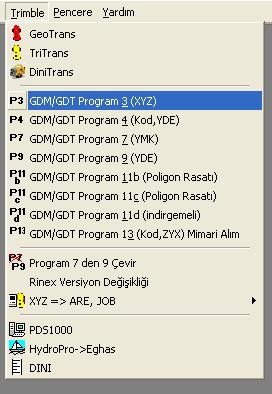 Arazi çalışmanızı PRG3 Koordinatlı alım Nokta numarası X koordinat Y koordinat Z değer olarak