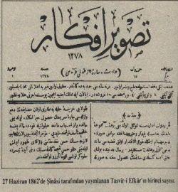 Tasvir-i Efkâr Gazetesi (1862) Tasvir-i Efkâr; İbrahim Şinasi nin 28 Haziran 1862 de yayımlamaya başladığı, Osmanlı gazetesidir. 1865 te Şinasi Fransa ya gittikten sonra gazeteyi Namık Kemal çıkardı.
