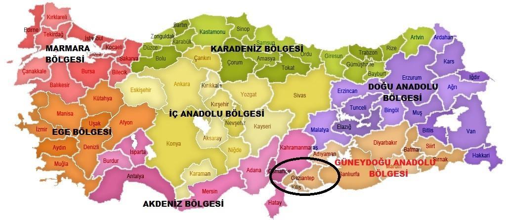 hazırlanmıştır. Şekil 3:Gaziantep ve Çevre İller  hazırlanmıştır.