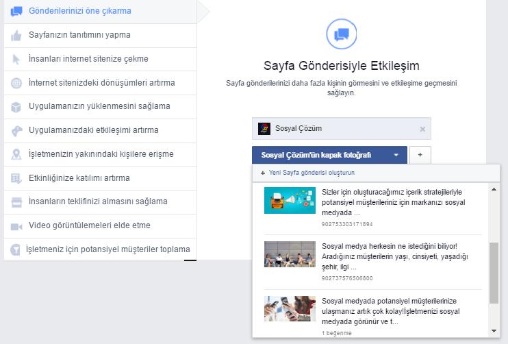 Örnek 1 - Gönderilerinizi Öne Çıkarma ; Bu seçenek sayfanızda girdiğiniz postların diğer kullanıcılar tarafından görülmesi ve yine bu kullanıcıların post üzerinden etkileşime geçmesi amaçlanır. PÜF!