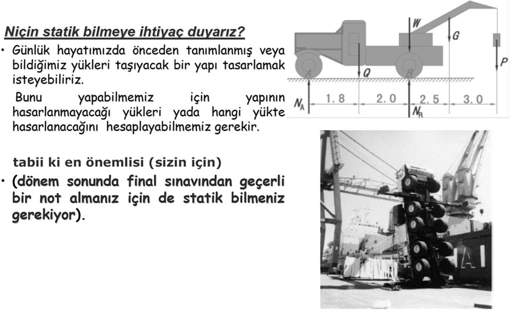 STATİĞİN KONUSU Mekanik, özünde statik konusu ile başlar, diğer bir deyişle statik mekaniğin kavramlar bazında temel taşıdır.