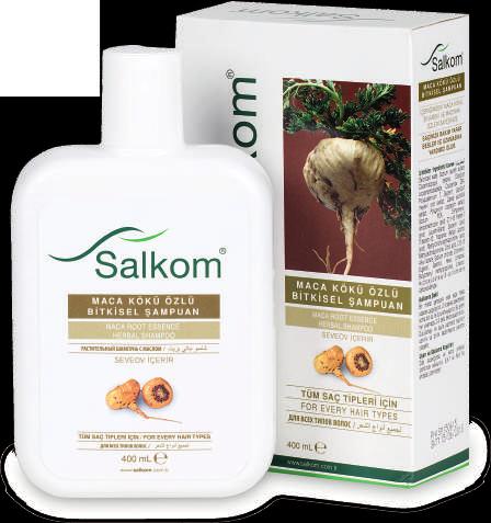 MACA KÖKÜ ÖZLÜ BİTKİSEL ŞAMPUAN / MACA ROOT ESSENCE HERBAL SHAMPOO / ТРАВЯНОЙ ШАМПУНЬ С ЭКСТРАКТОМ КОРНЯ МАКА / / 400 ml Yavaş uzayan saçlara özel olarak Naturex Laboratuvarlarında geliştirilen Maca