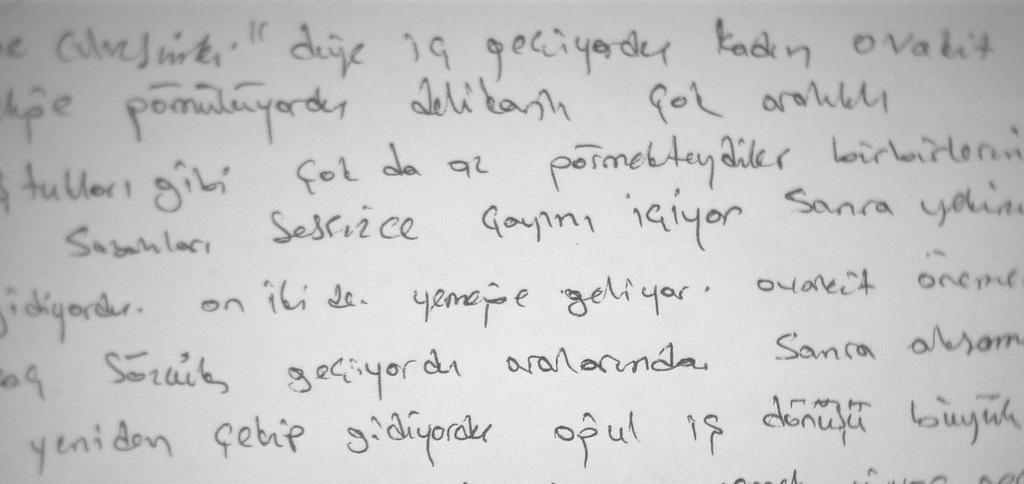 20 Şekil 1.8. El yazısının çizgisiz kağıt üzerindeki genel düzeni. Genel düzeni oluşturan tüm parametreler bir bütün olarak değerlendildiğinde el yazısının genel özelliği olarak değerlendirilebilir.