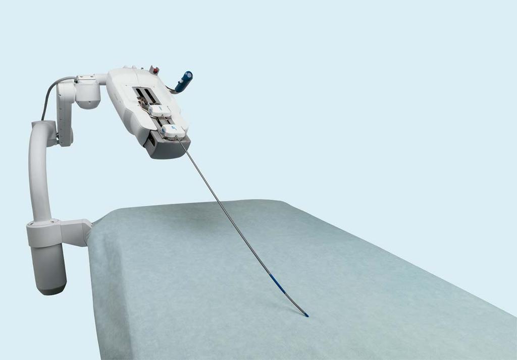 Robotic Catheter Manipulator Attaches easily to standard patient bed rail.