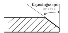 c) Kaynak Ağzı Açılması Boru uçları düzeltilmiş ve kaynak ağzı açılmış olmalıdır. Boru iç ve dış yüzeyinde kaynak ağzından itibaren 5 cm lik kısımda yüzey temizliği yapılmalıdır.