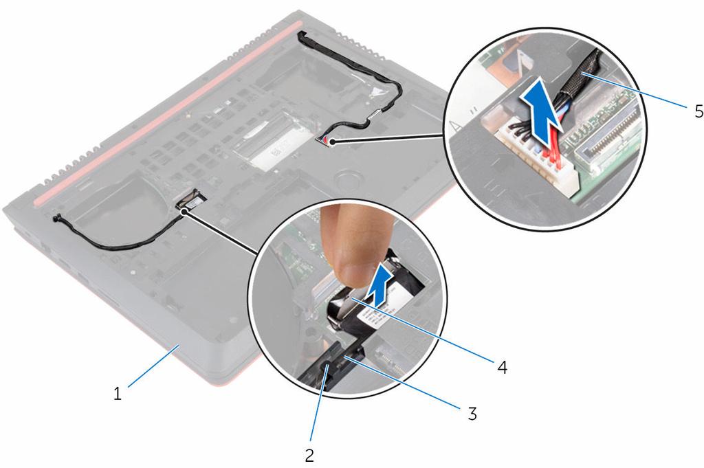 2 Güç adaptörü bağlantı noktası kablosunu sistem kartından çıkarın.