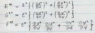 İzometrik Parametrelerin Konform Projeksiyondaki Önemi Projeksiyon yüzeyinde orijinal yüzey parametreleri u ve v ye göre 1.