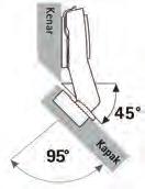 Açıklamalar Birim Ambalaj e/100 45 0 Açılı menteşe, açılma açısı 95 0 / kapak kalınlığı