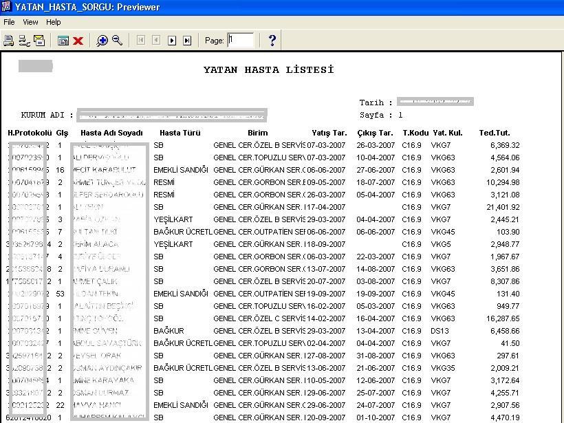 Resim 1.4 ve 1.5: HBYS Programı Sorgu Ekranı Görüntüleri Günümüz Hastane Bilgi Sistemleri hastalara ve onların tıbbi durumlarına ait birçok veriyi barındırırlar.