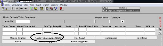 (4) 5 Aranan hasta ile ilgili isimlerin listelendiği pencere karşımıza gelir.