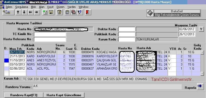 Randevusu olan hastalar muayeneye geldikleri zaman