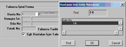 Yatak iptali yapılan hastanın hesabının boş ve hiçbir hizmet talebinin sistemden gerçekleşmemiş olması gerekir. Bunlardan biri veya birkaç yapılmış ise bu menü kullanılamaz.