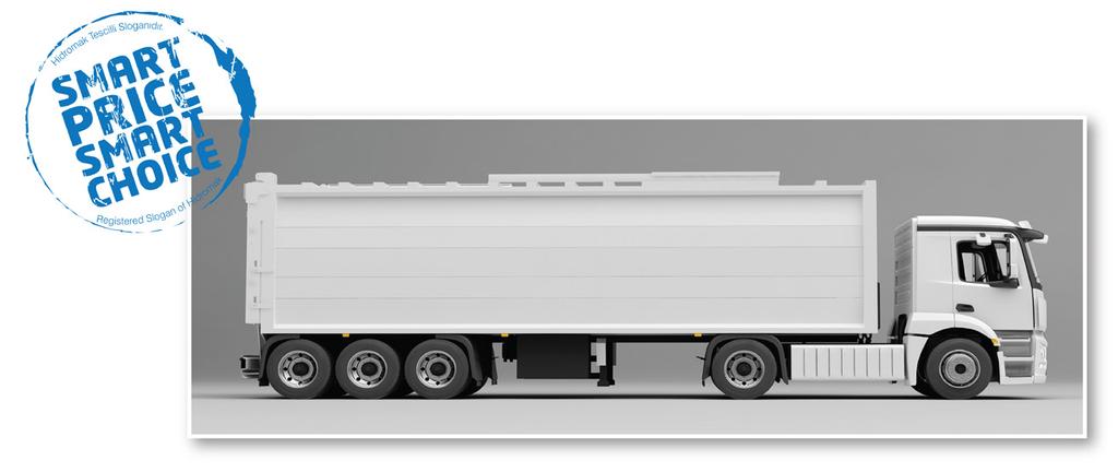 Üstten Yüklemeli / Top Loading Semitrailer Teknik Özellikler Technical Specifications Gövde Hacmi Body Volume Kasa Bölümü Body Section Taban Sacı Floor 4 mm (S355J2) - (400-450 HB Opsiyonel /