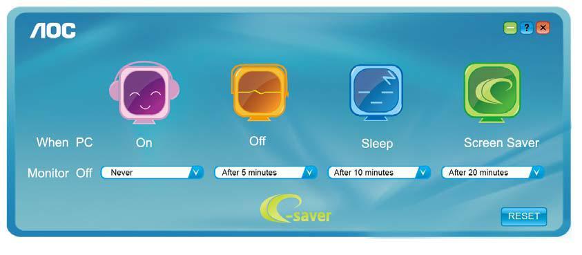 e-saver AOC e-saver monitör güç yönetimi yazılımına hoş geldiniz!